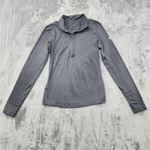 Nike Jacket Womens S Gray Geometric Hyperwarm Fleece Lined 1/4 Zip Running Gym